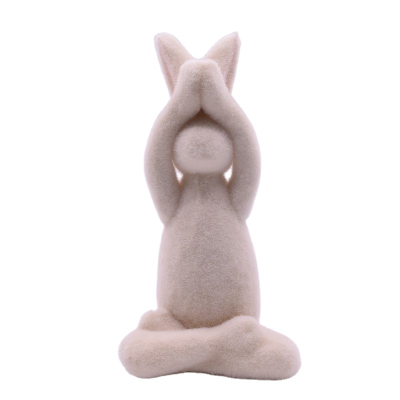 GY BSCI New Design Handmade Craft Home Ornaments Yoga Rabbit Easter Bunny Decor