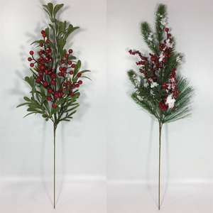 Factory Handmade Customized Artificial DIY Pine Needle Christmas Berry Stem Bouquet Christmas Bouquet