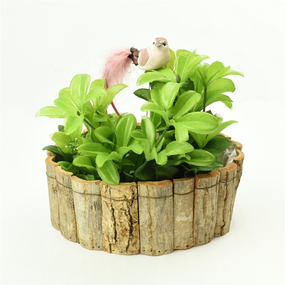 GY BSCI Handmade Decorative Wooden Bark Home Bulk Indoor Wholesale Rustic Garden Pots Planter Flower Pot