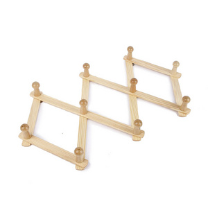 Wood Clothes Pegs Manufactory 17 Pegs X Shape Accordion Wall Coat Hanger Solid Wooden Wall Hat Rack