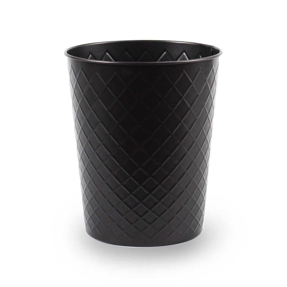 Premium Metal Iron Black Round waste bin Vintage Hammered Design Dust Bin for Clean Home Trash Can