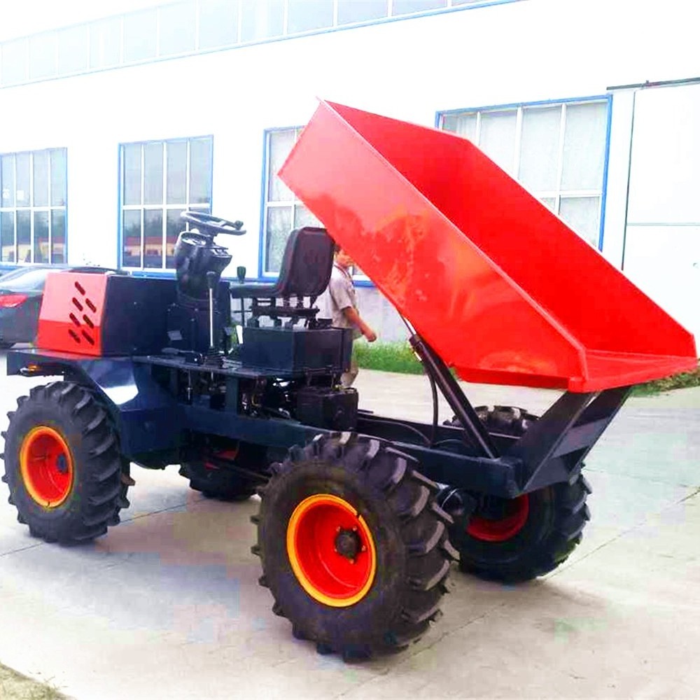 MAP CE Mini zy100 1 ton small garden farm oil palm use wheel site dumper hydraulic dumpers diesel mini dumper 4x4 for sale