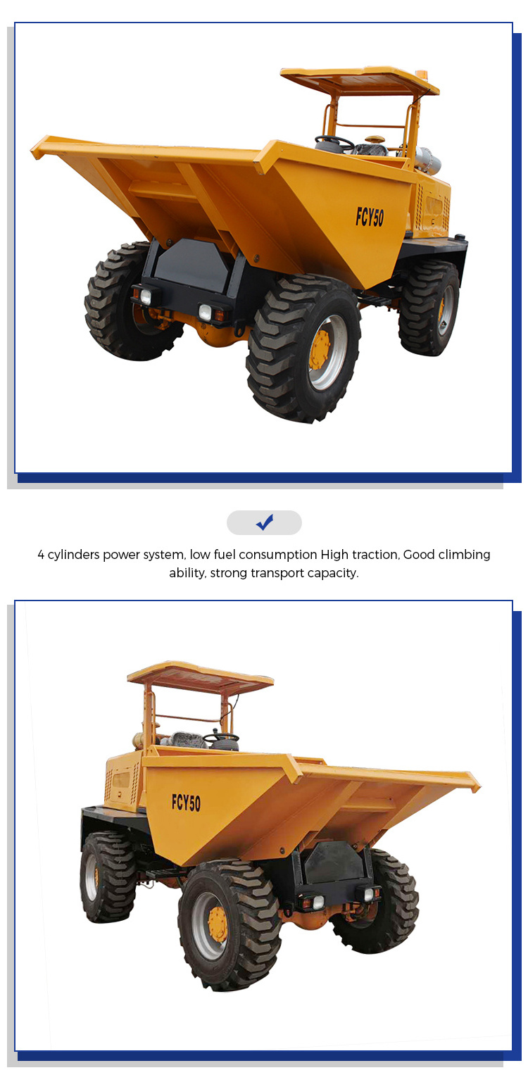 Off Road Hydraulic Tipping 5 Ton Mini Dumper 4x4 Diesel Compact Rotary Concrete Dumper Truck CE Approved