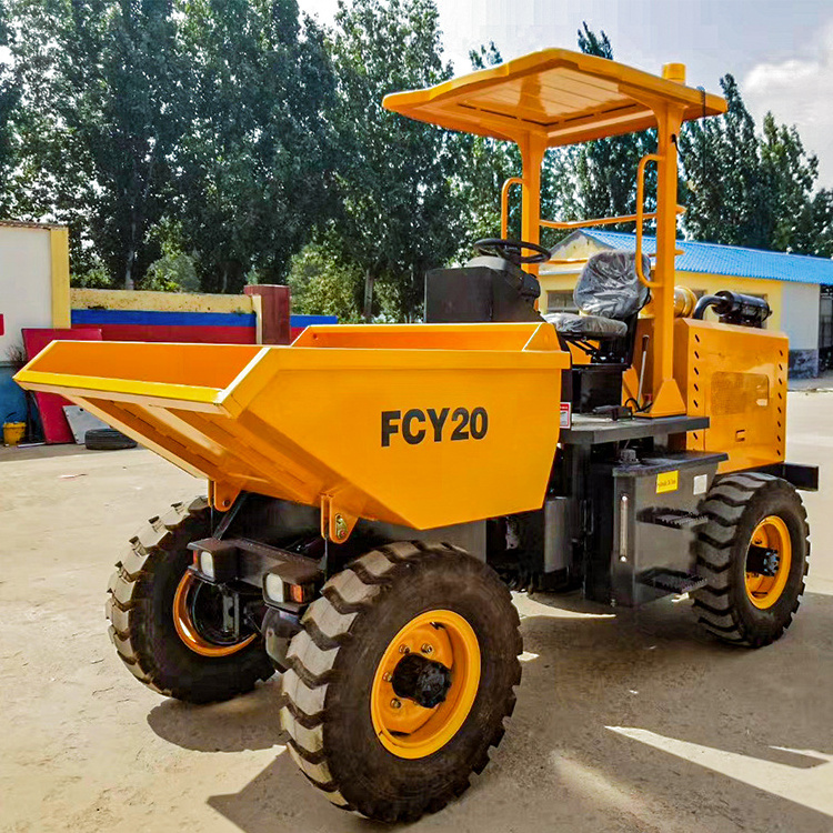 CE Factory 4wd diesel engine off road short transport mini dump truck Self loading Dump truck 2 Ton FCY20 small front dump truck