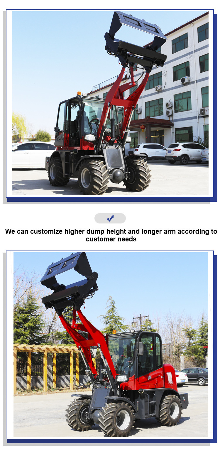 debris tractor loader front pay wood tyre loader machine mini micro articulated  avant chinese wheel loader diesel