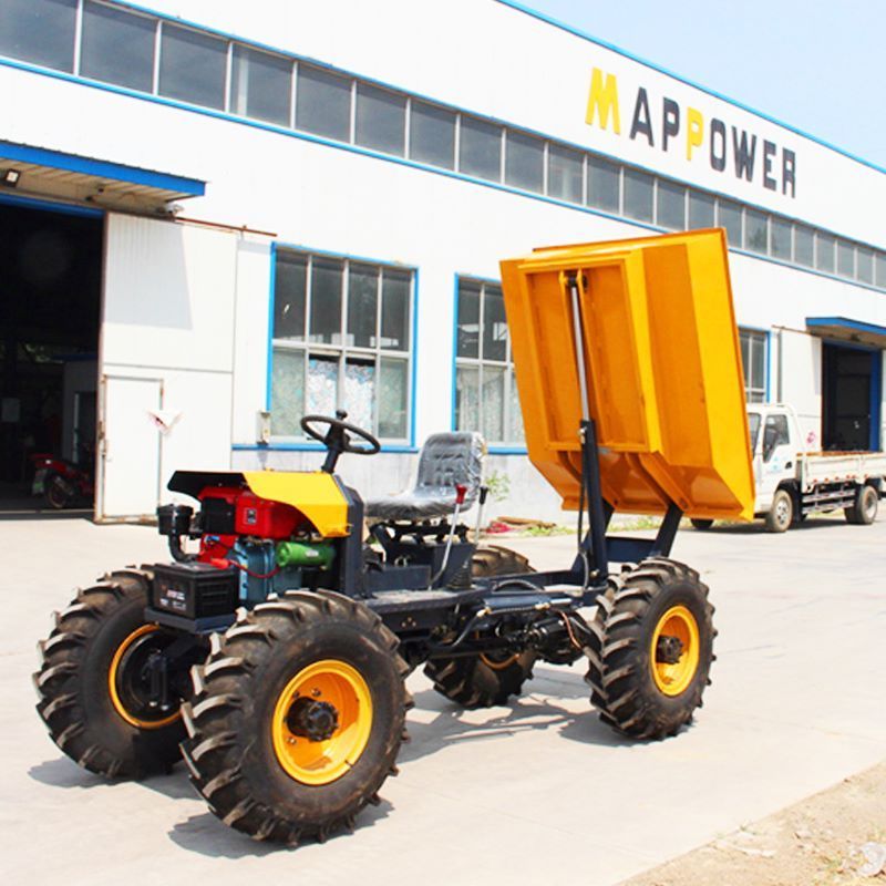 MAP CE Mini zy100 1 ton small garden farm oil palm use wheel site dumper hydraulic dumpers diesel mini dumper 4x4 for sale