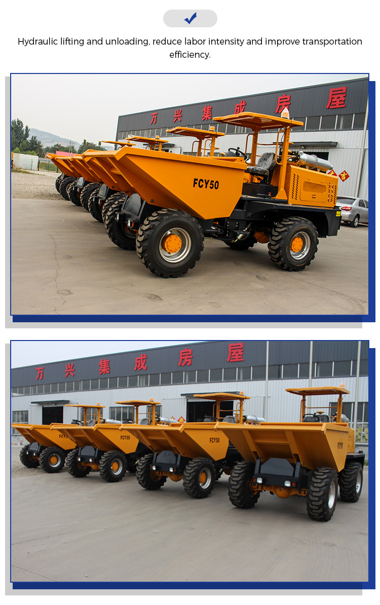 Off Road Hydraulic Tipping 5 Ton Mini Dumper 4x4 Diesel Compact Rotary Concrete Dumper Truck CE Approved