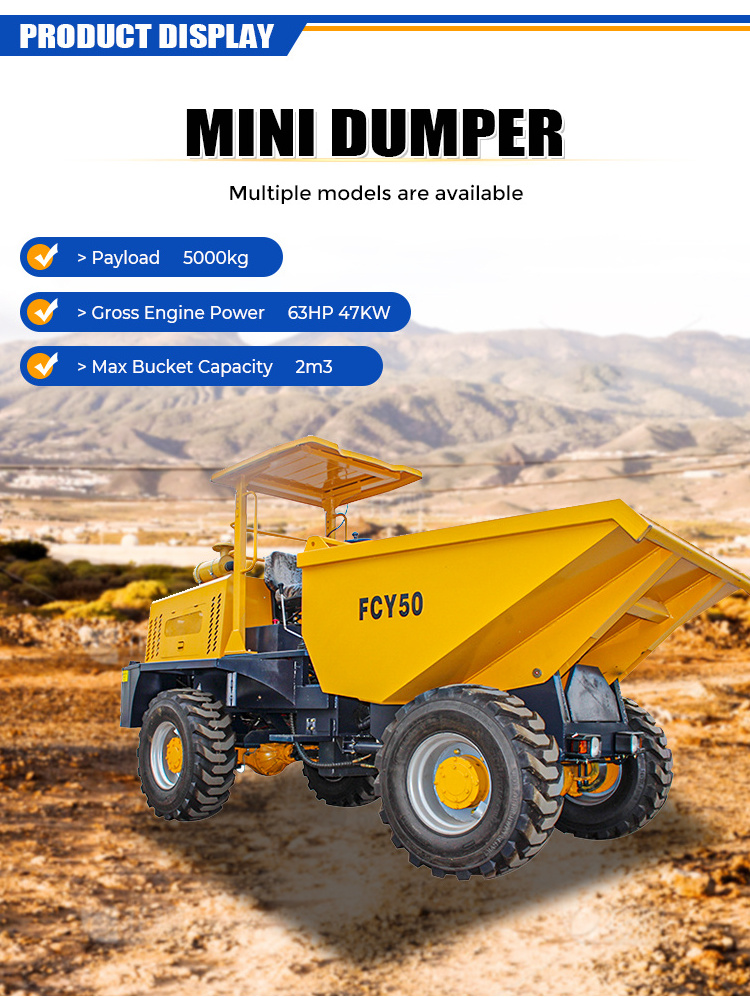 Off Road Hydraulic Tipping 5 Ton Mini Dumper 4x4 Diesel Compact Rotary Concrete Dumper Truck CE Approved