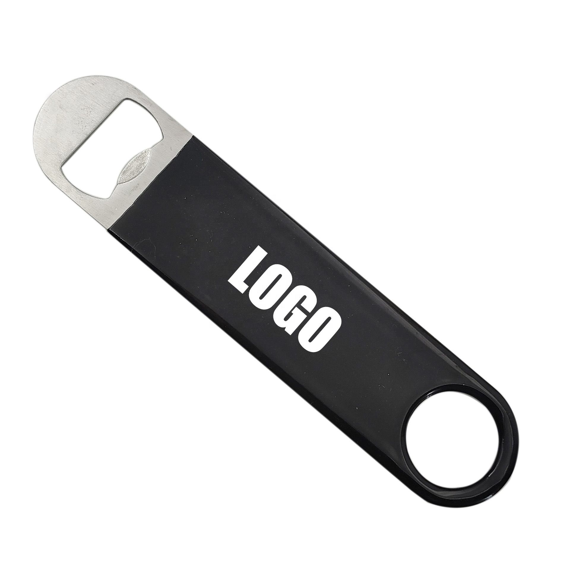 Custom Logo Print Stainless Steel Blank Bar Blade Speed Opener Rubber Plastic Bottle Opener