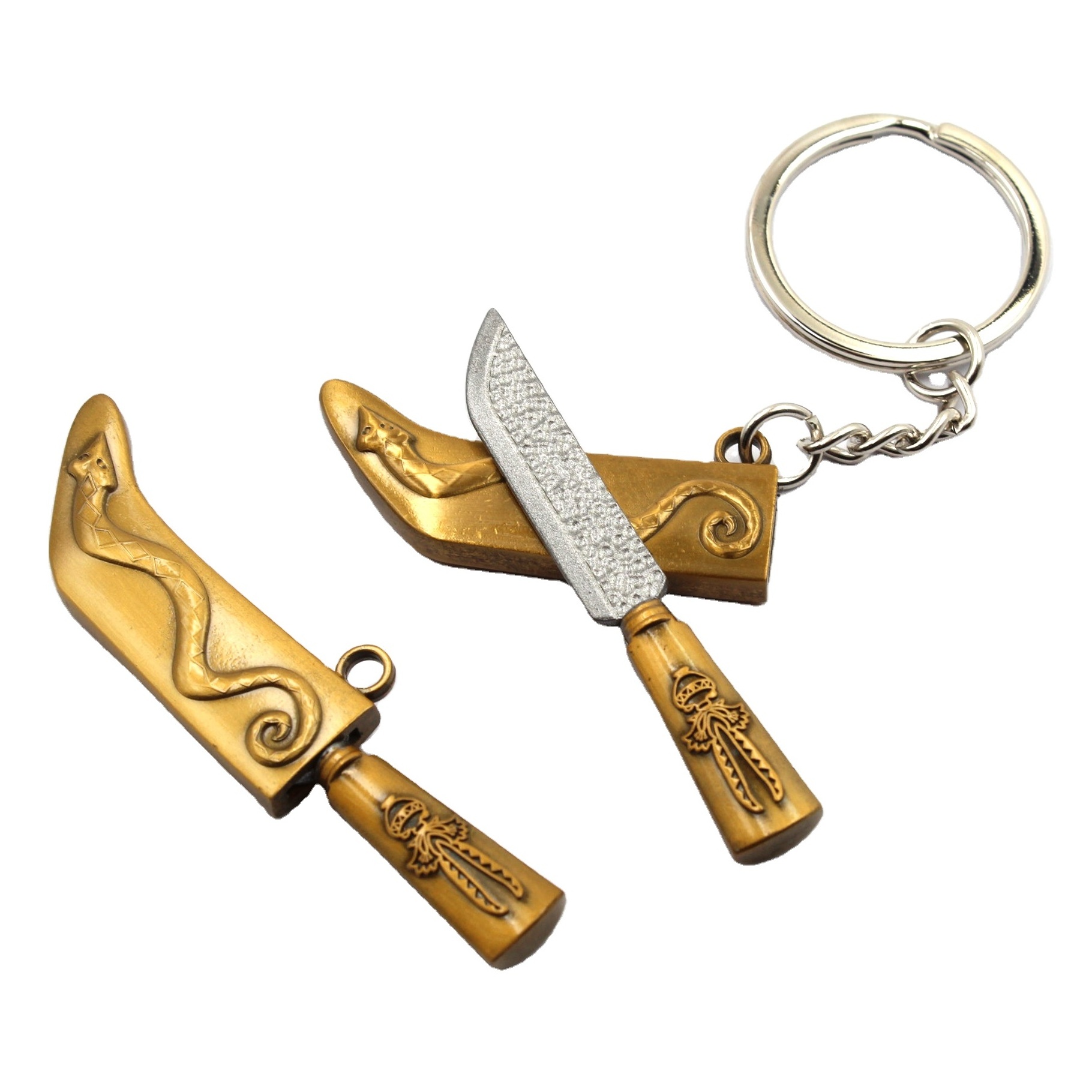 Knife Shape Keychain Knife Shape Design Pendant Weapon Model Metal Key Ring Removable Knife-like Keychain Customize Metal GOLD