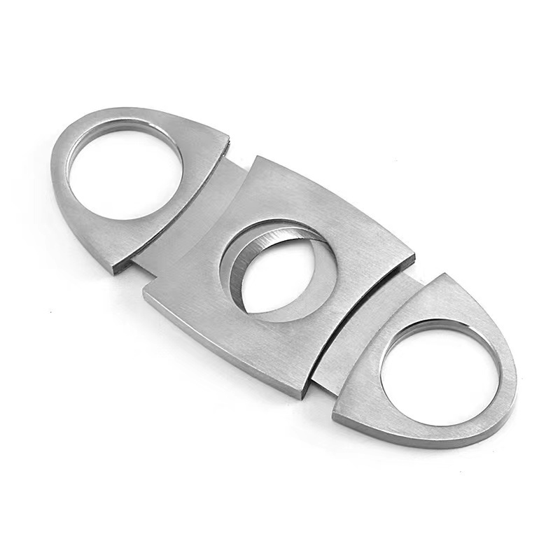 Salable stainless steel Custom Logo Name Cigar Accessories tool Portable Double Blade Cigar Cutter