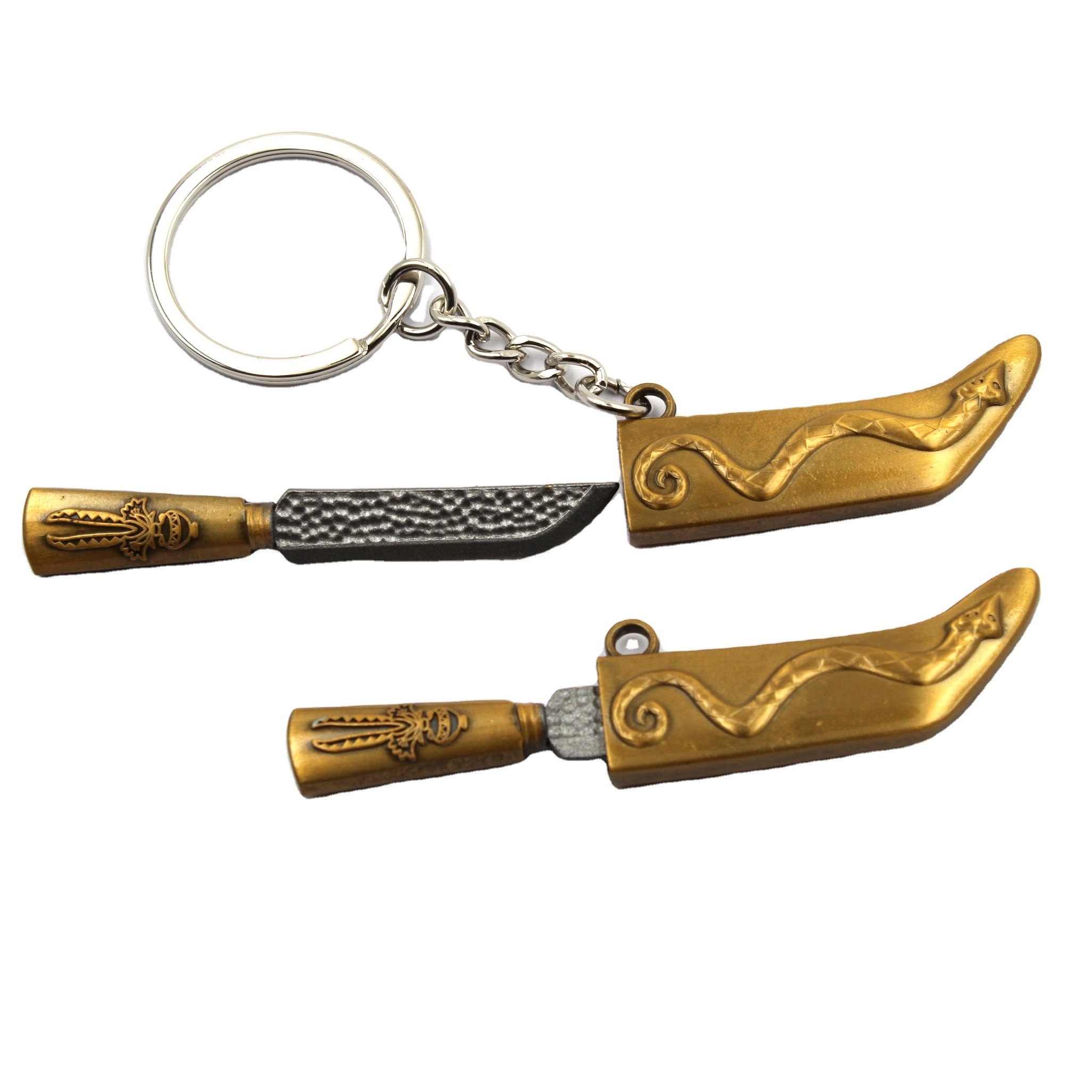 Knife Shape Keychain Knife Shape Design Pendant Weapon Model Metal Key Ring Removable Knife-like Keychain Customize Metal GOLD