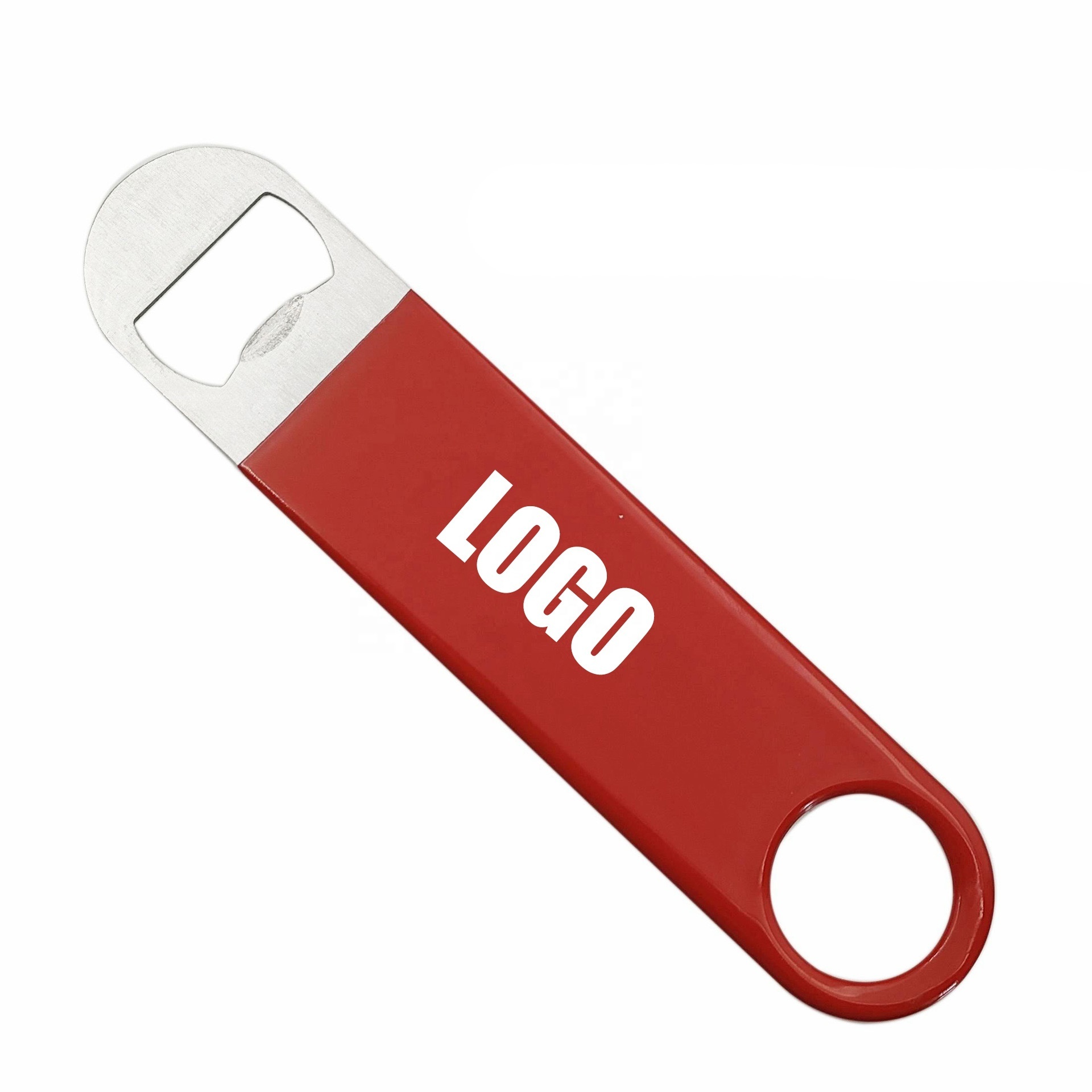 Custom Logo Print Stainless Steel Blank Bar Blade Speed Opener Rubber Plastic Bottle Opener