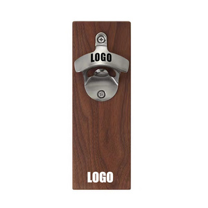 Vintage Solid Wood Walnut Magnetic Wall Mounted Fridge Magnet Sticker Beer Bottle Opener