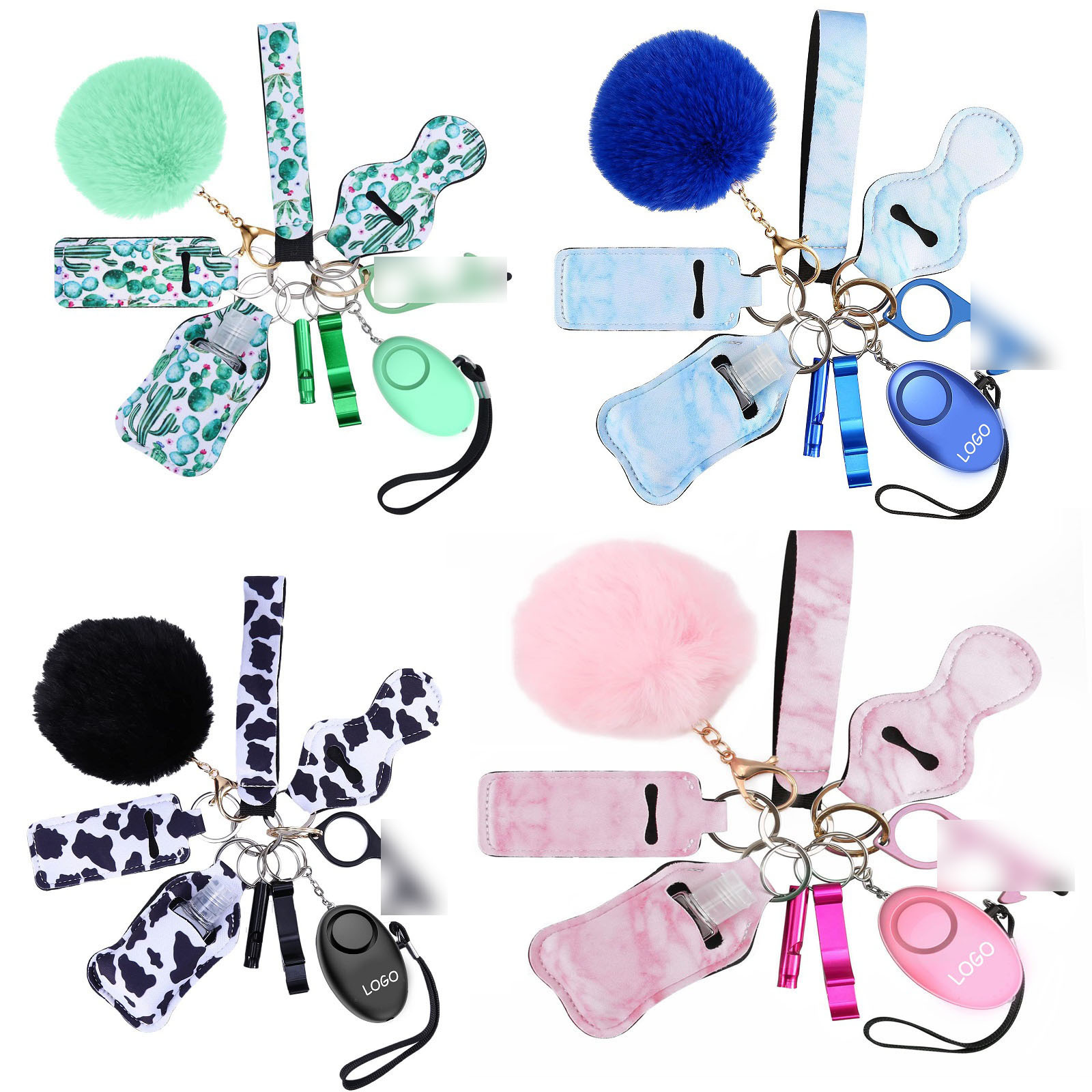 Wholesale Supplies Llaveros Personalizados Accessories Protection Key Chains Set For Women Safety Wristlet Self Defense Keychain