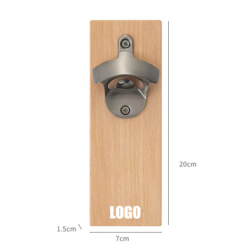 Vintage Solid Wood Walnut Magnetic Wall Mounted Fridge Magnet Sticker Beer Bottle Opener