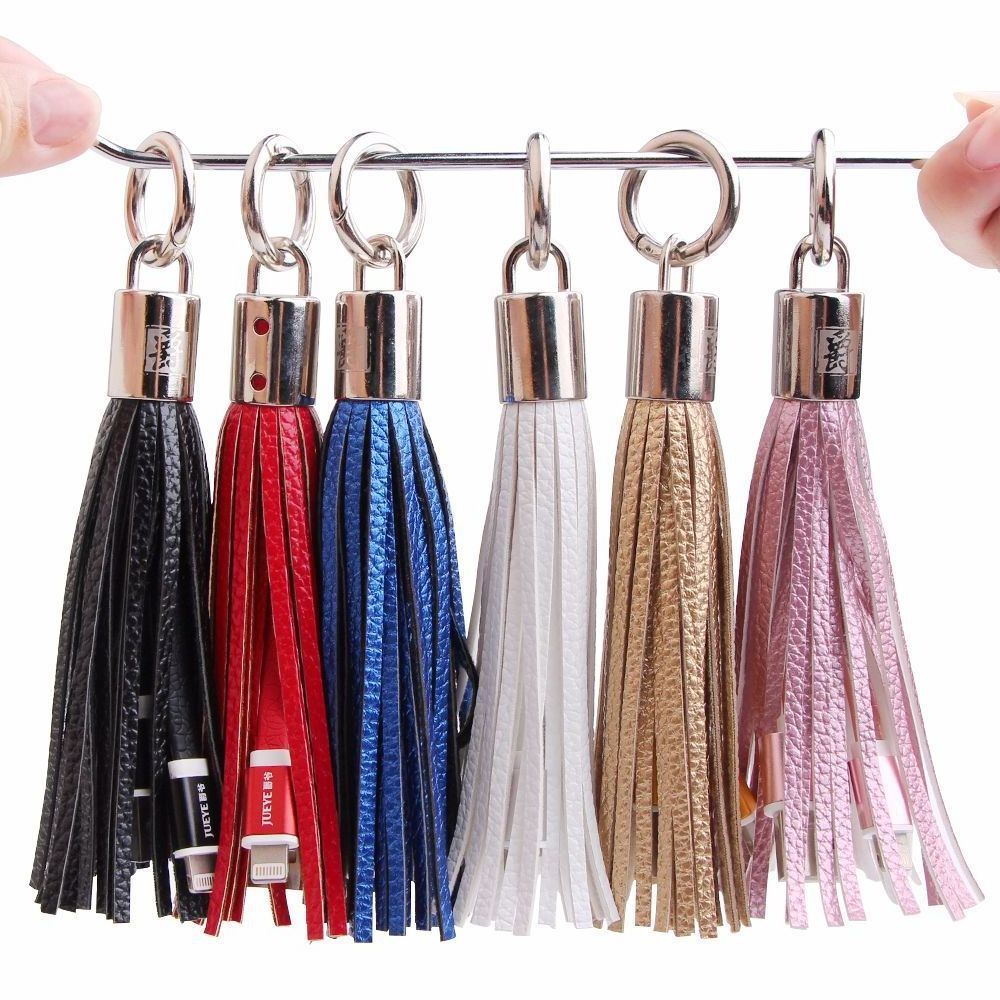 Multi Charging Cable Keyring 4 In 1 Usb Fast Charger Data Cable Leather Keychain