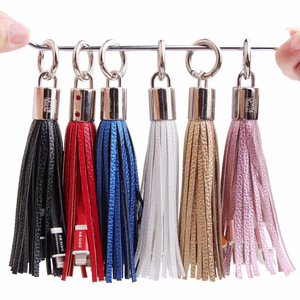 Multi Charging Cable Keyring 4 In 1 Usb Fast Charger Data Cable Leather Keychain