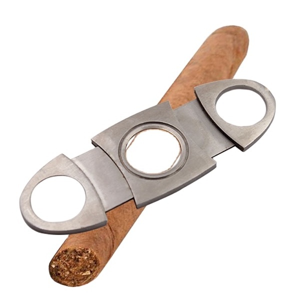 Salable stainless steel Custom Logo Name Cigar Accessories tool Portable Double Blade Cigar Cutter