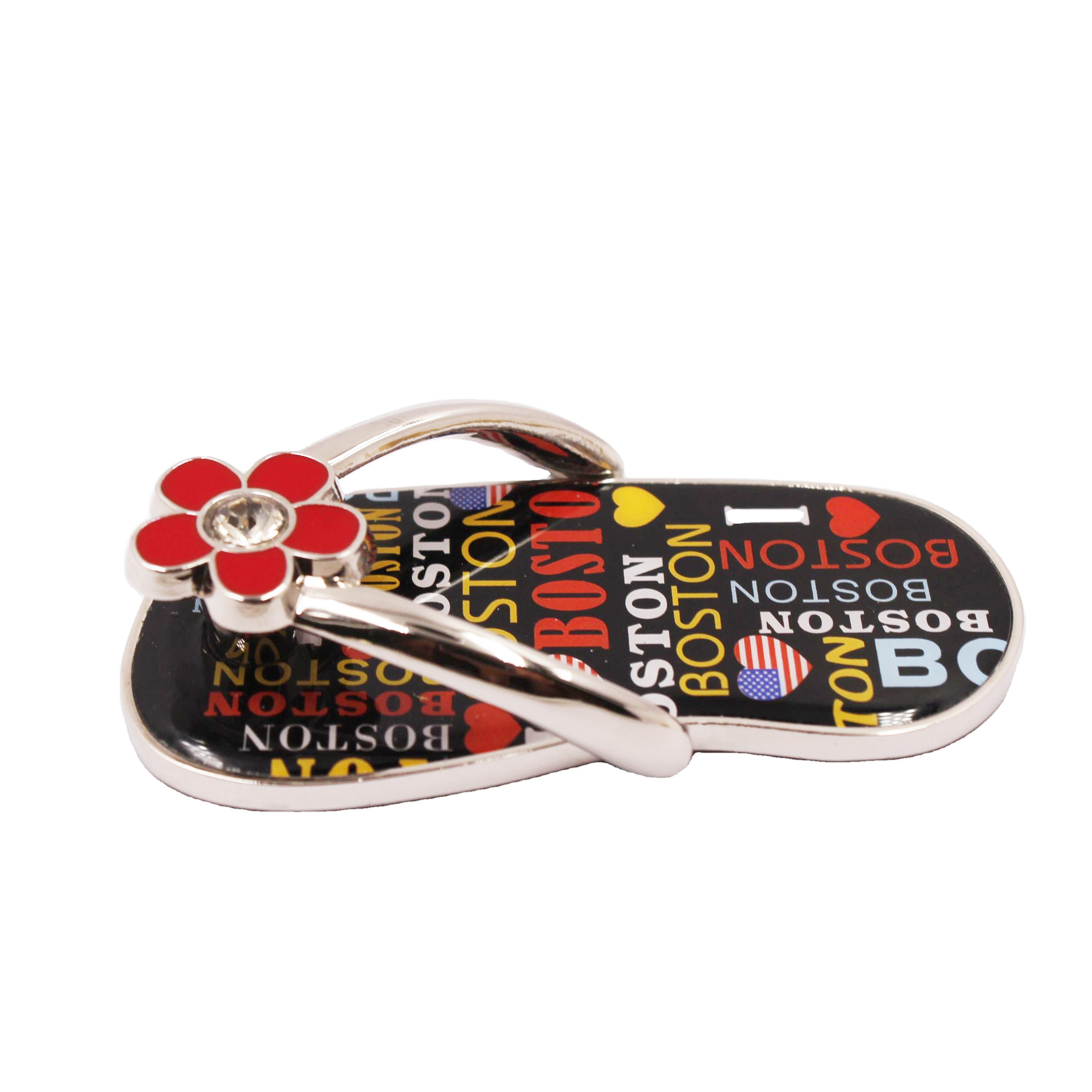 USA Hot selling Custom Boston Epoxy Print Flower Mini Flip Flops Metal Fridge Magnet