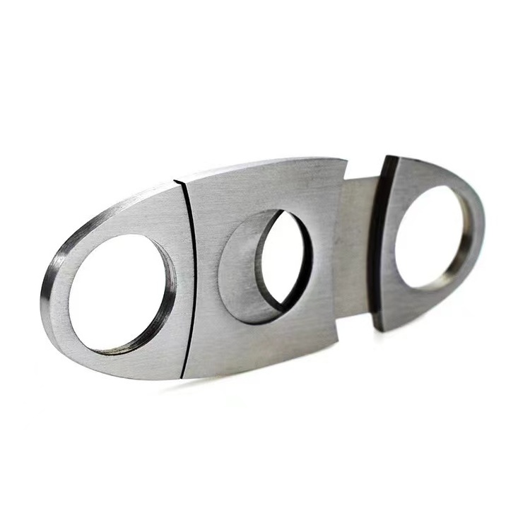 Salable stainless steel Custom Logo Name Cigar Accessories tool Portable Double Blade Cigar Cutter