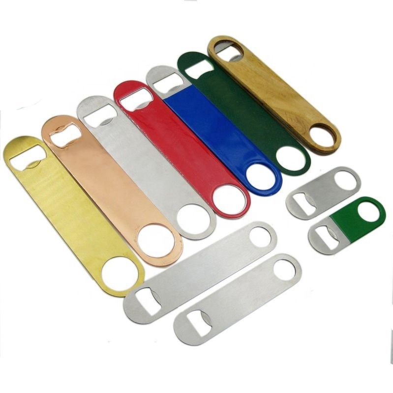 Custom Logo Print Stainless Steel Blank Bar Blade Speed Opener Rubber Plastic Bottle Opener