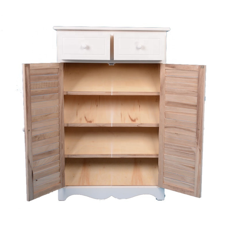 Factory Hot Wholesale New Classical White Wooden Shoe Cabinet Shoe Rack With Shuttered Door