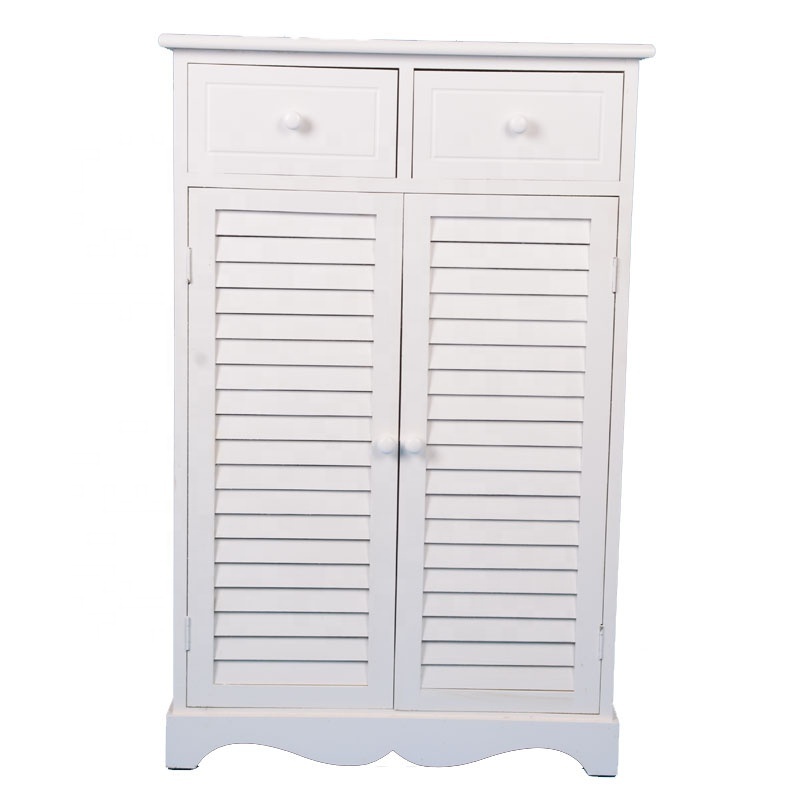 Factory Hot Wholesale New Classical White Wooden Shoe Cabinet Shoe Rack With Shuttered Door