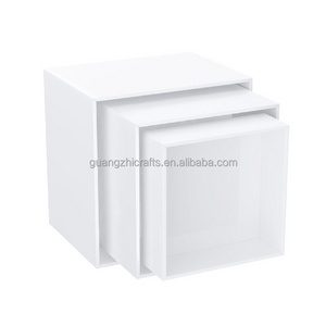 White Acrylic Buffet Cube Riser Acrylic Cube Display Nesting Risers with Hollow Bottoms