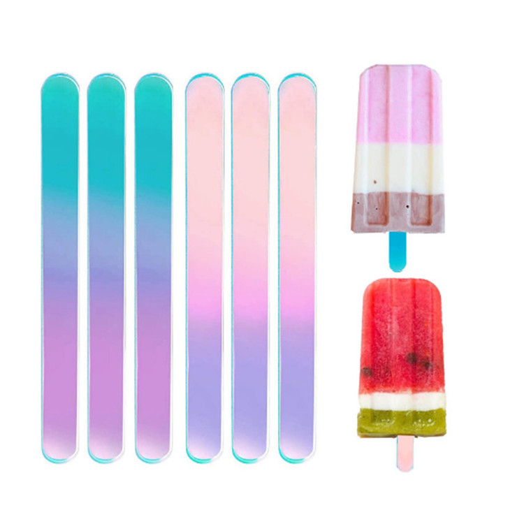 Iridescent Acrylic Pop Sticks Acrylic Material Rainbow Popsicle Sticks Acrylic Ice Cream Sticks for Party Favors