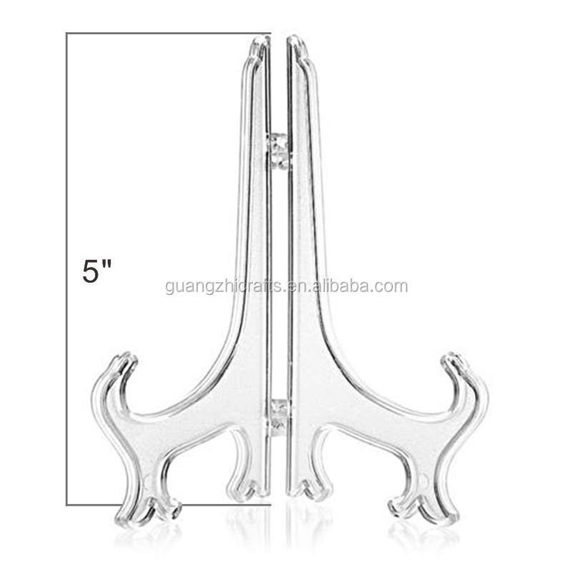 5 Inch Clear Decorative Plate Stand Holder Plastic Picture Easel Display Stand Picture Frame Stand