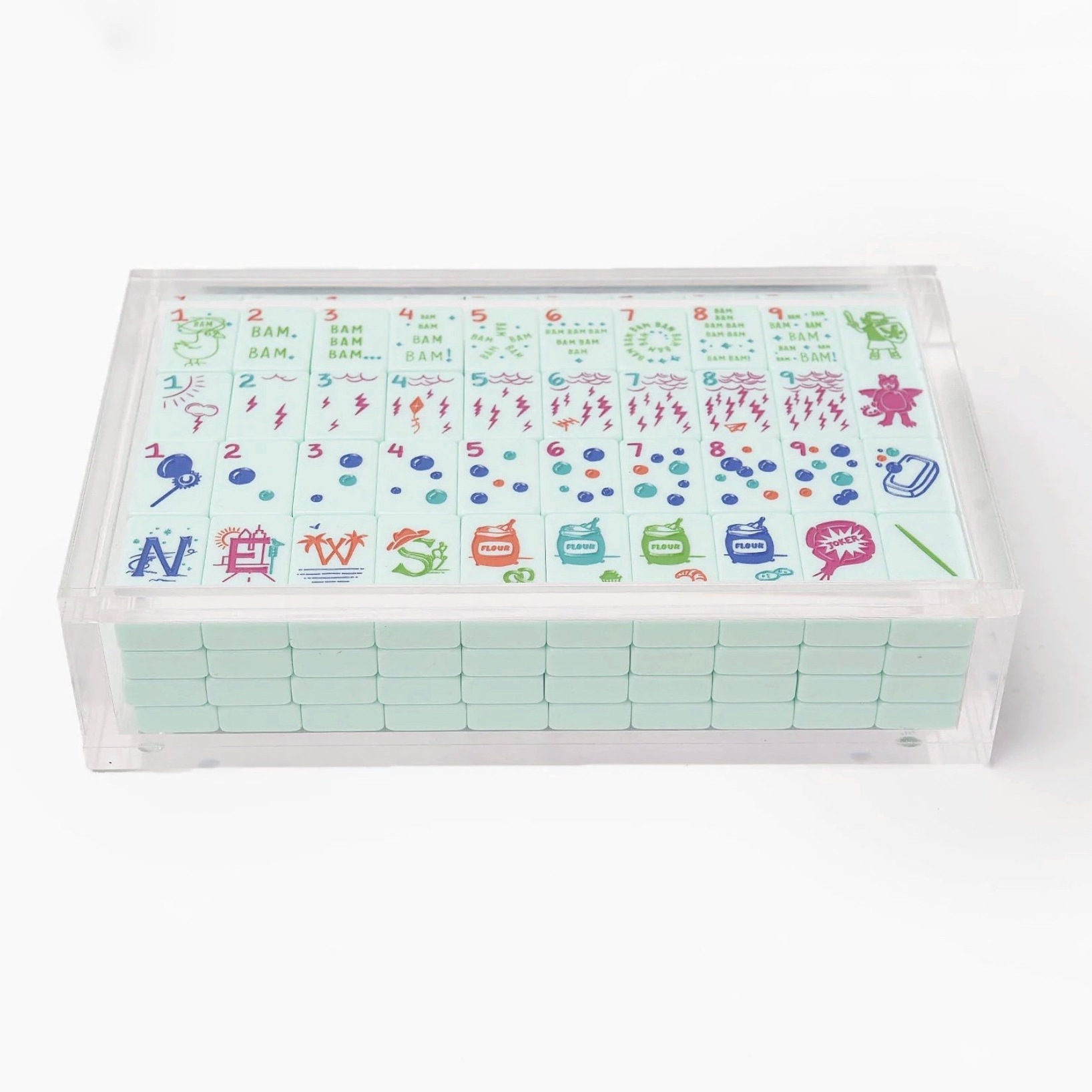 Plexiglass Mahjong Tile Cube Box Clear Acrylic Draw-And-Discard Type Card Games Display Box