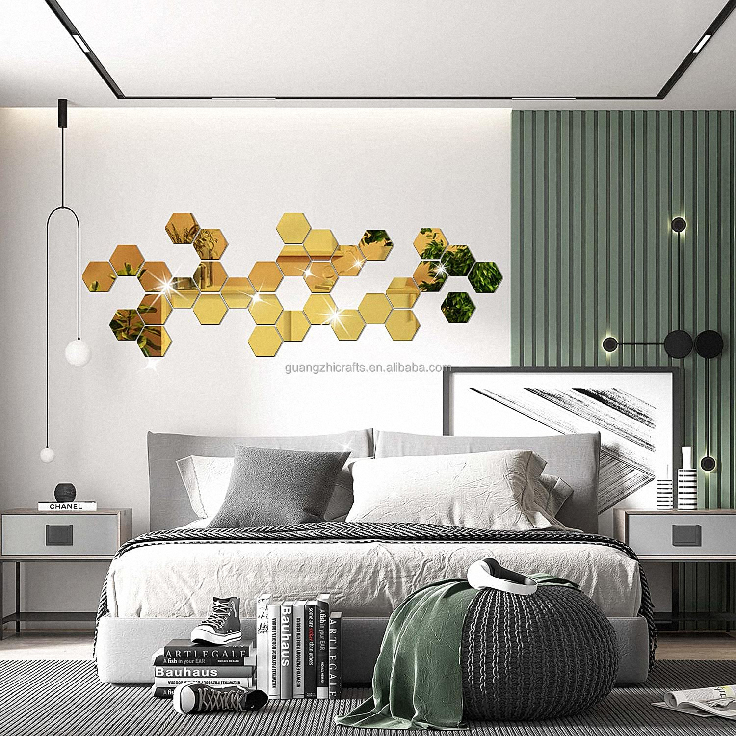 Hexagon Acrylic Wall Sticker Mirror 3D Removable Acrylic Sticker Art Adhesive Decor For Living Room