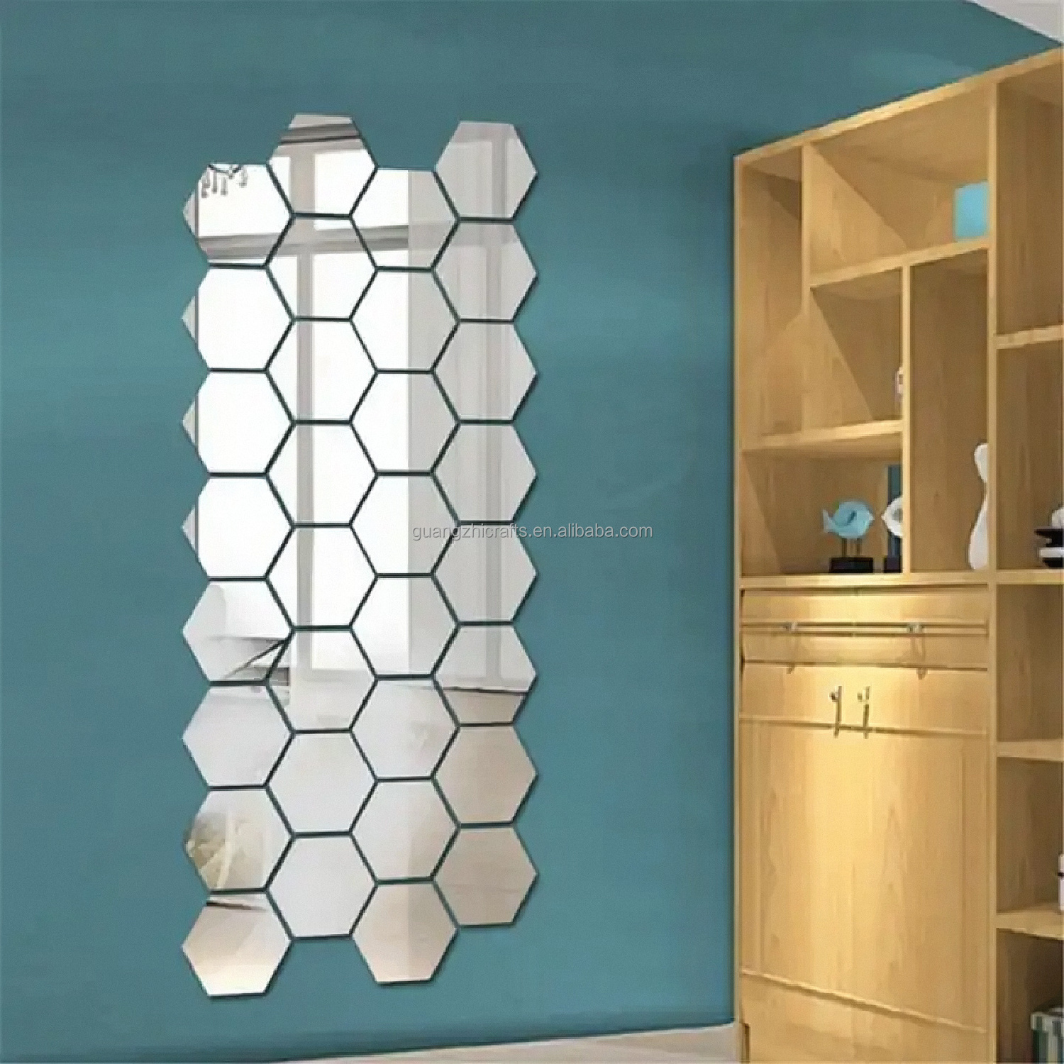 Wall Acrylic Mirror Sheet Silver Mirror Acrylic Hexagon Wall Sticker