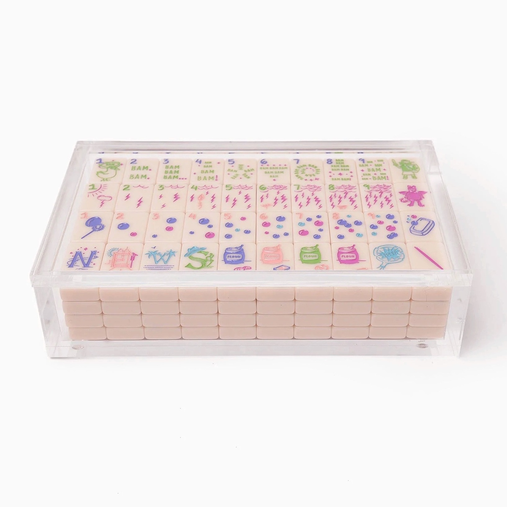 Plexiglass Mahjong Tile Cube Box Clear Acrylic Draw-And-Discard Type Card Games Display Box