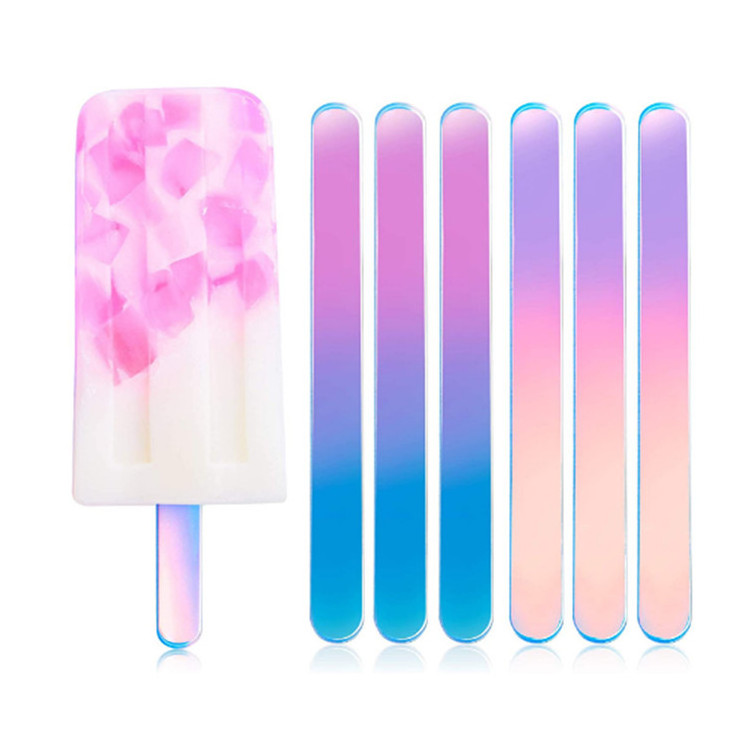 Iridescent Acrylic Pop Sticks Acrylic Material Rainbow Popsicle Sticks Acrylic Ice Cream Sticks for Party Favors