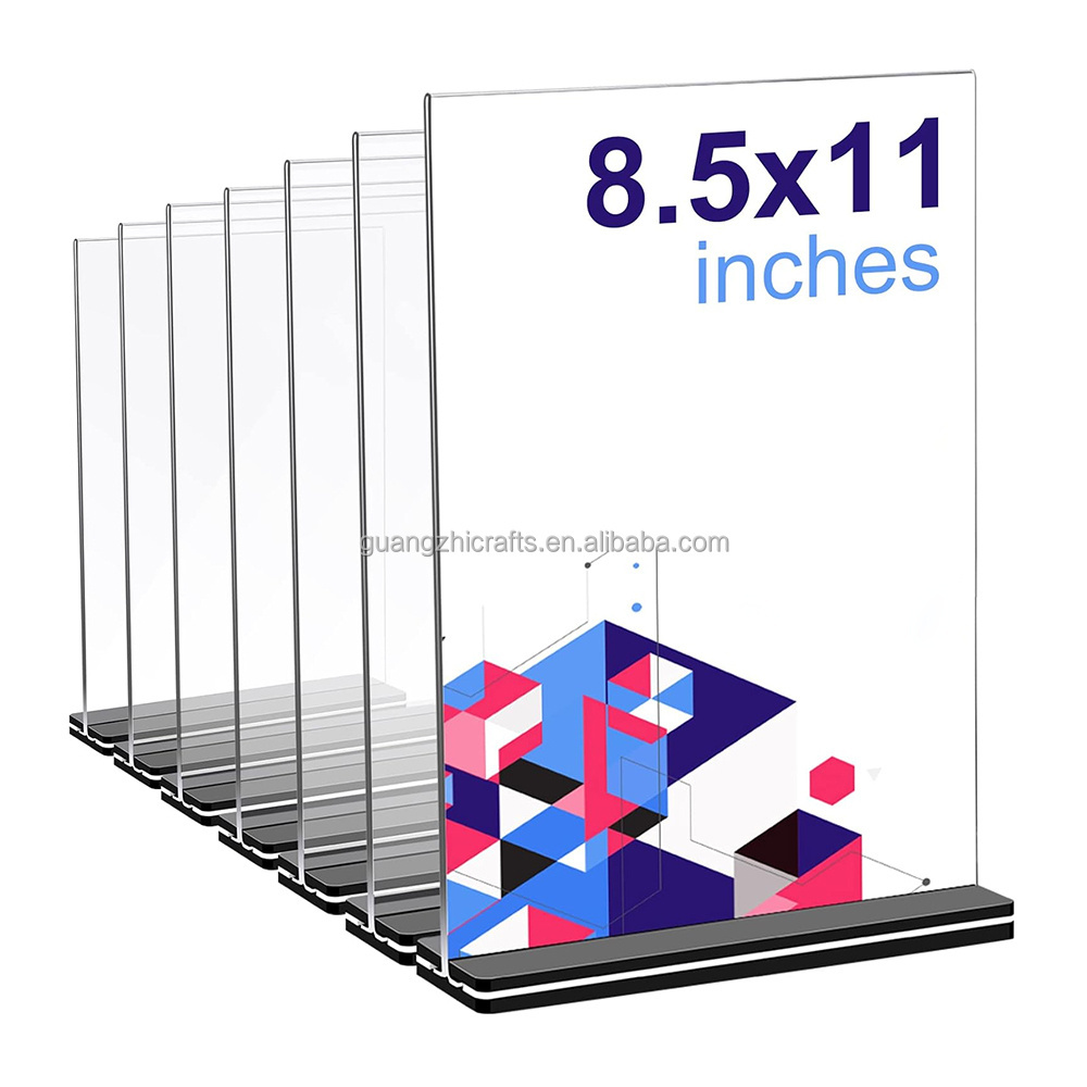 Acrylic Sign Holder 8.5 x 11 Vertical Plastic Table Top Display Stand Clear Double Sided Acrylic Picture Poster Frames