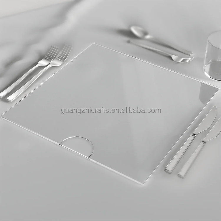 Clear Acrylic Charger Plate Paper Insert Acrylic Placemat Rectangular Acrylic Table Placemats for Dinning Table