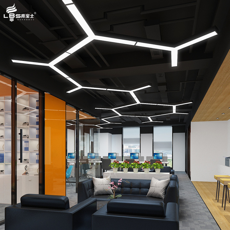 OEM customized design indoor lighting lamp fixture linkable led strip hanging ceiling office pendant linear led batten light