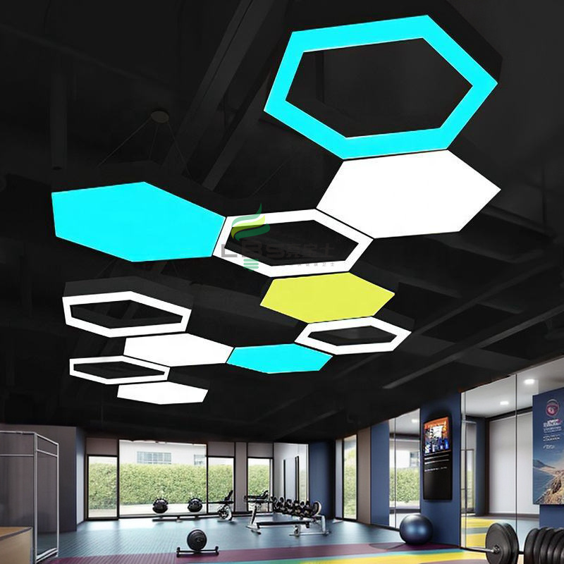 aluminum modern polygon rectangle ring wall panel chandelier pendant hexagon ceiling led linear light