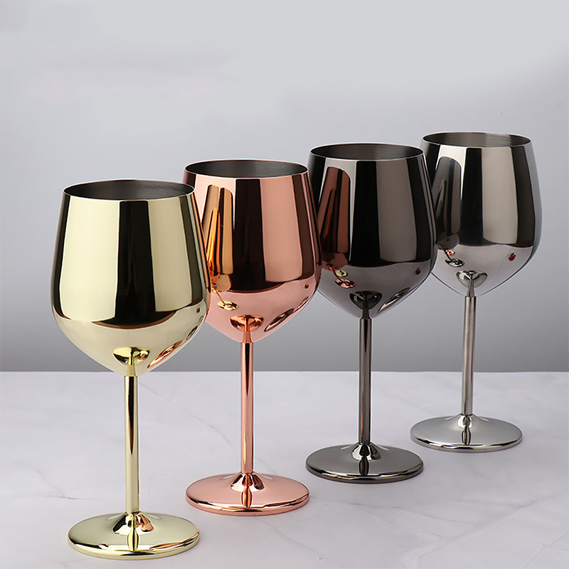 Custom Logo Rose Gold Copper Cocktail Wine Glasses Metal Goblet Champagne Flute Luxury Party Stainless Steel Red Wine Cup Glass