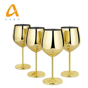 Custom Logo Rose Gold Copper Cocktail Wine Glasses Metal Goblet Champagne Flute Luxury Party Stainless Steel Red Wine Cup Glass