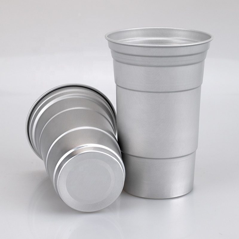 Custom Colored Party Cup Promotional Disposable Aluminum Drinking Cup Beer Metal Tumbler Reusable Aluminum Cup