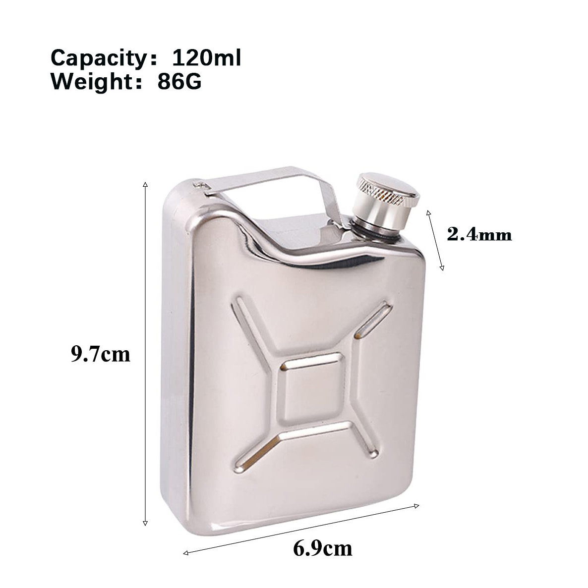 Custom Hot Sale Portable Travel 120ml Stainless Steel Liquor Whiskey Alcohol Pocket Wine Jerry Can Shaped Hip Flask