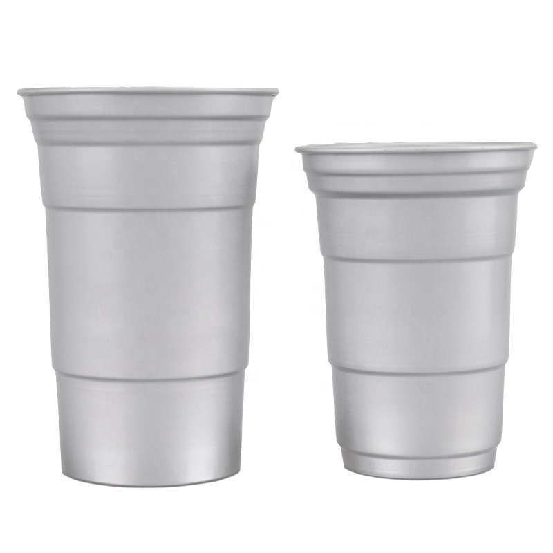 Custom Colored Party Cup Promotional Disposable Aluminum Drinking Cup Beer Metal Tumbler Reusable Aluminum Cup