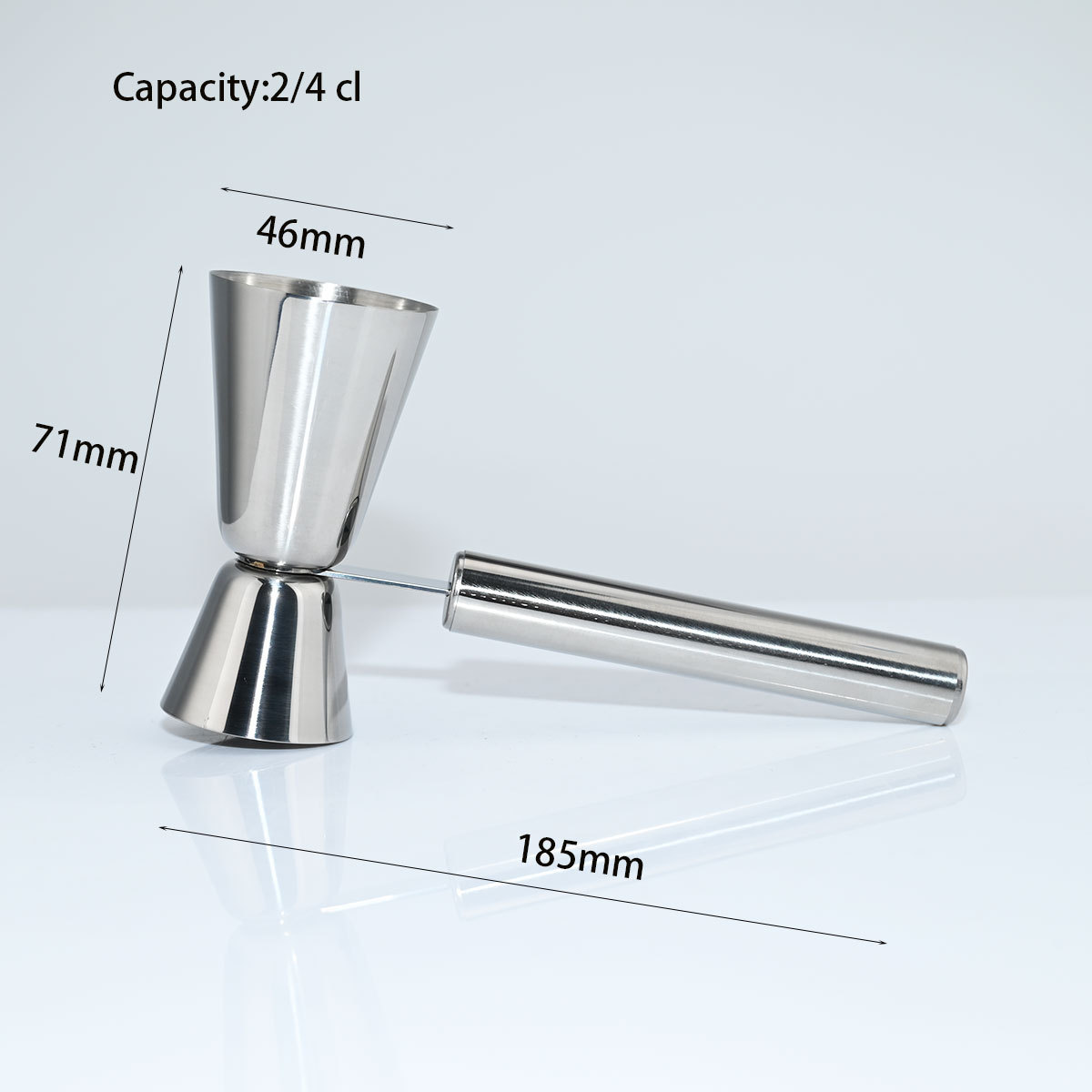 Custom Metal Bar Tool Wine Jigger Measuring Cup 20ml/40ml Stainless Steel Silver Double Jigger With Handle