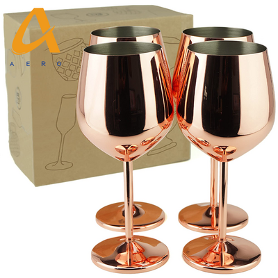 Wholesale Metal Wine Goblet 18OZ Gold Copper Plated Stainless Steel Red Wine Glass Champagne Flute