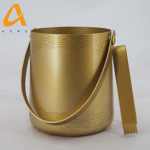 Custom Metal Beer Bucket Wine Cooler Aluminium Champagne Luxury Gold Ice Bucket With Lip and Handle