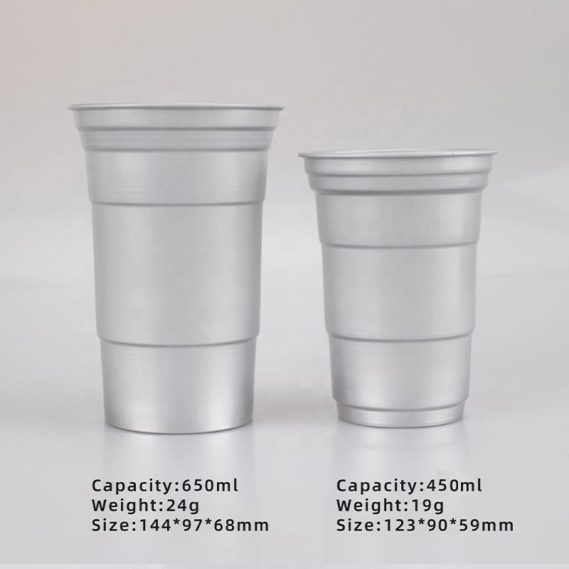 Custom Colored Party Cup Promotional Disposable Aluminum Drinking Cup Beer Metal Tumbler Reusable Aluminum Cup