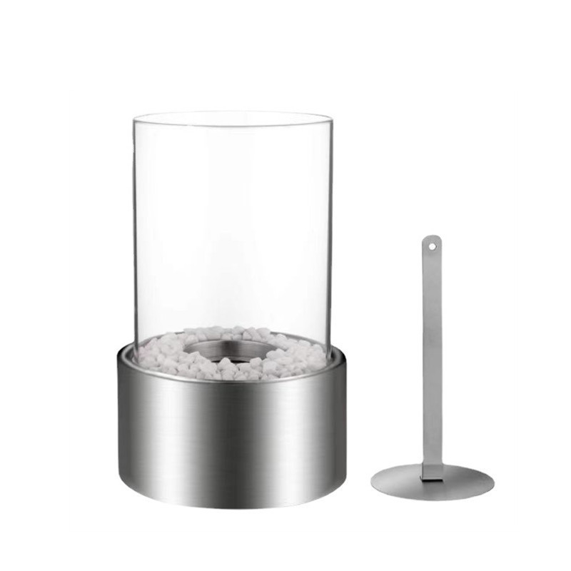 Modern Round Portable Outdoor Garden Furniture Indoor Smokeless Mini Stainless Steel Table Top Fire Pit Bowl With Glass